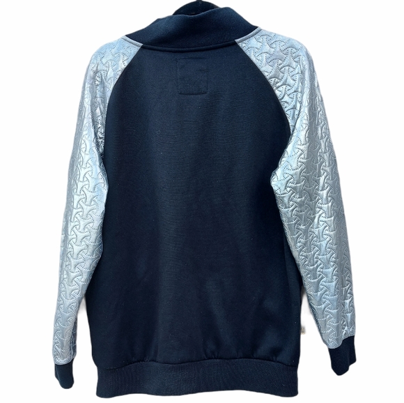 Maxi Milian full zip black Jacket with silver quilted sleeves - Picture 2 of 6